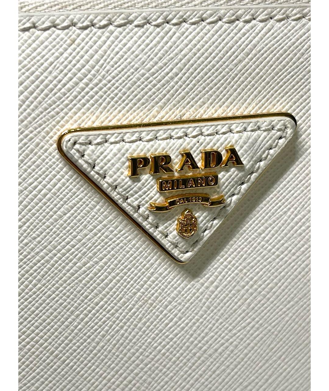 PRADA Белая кожаная сумка с короткими ручками, фото 5