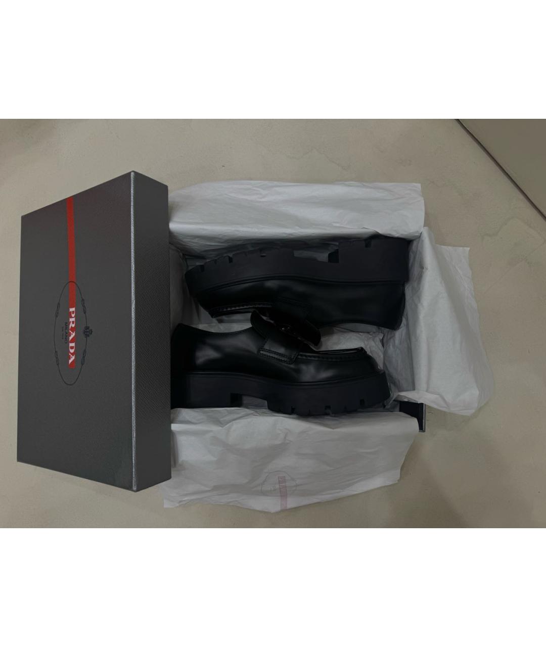 PRADA Черные кожаные лоферы, фото 5