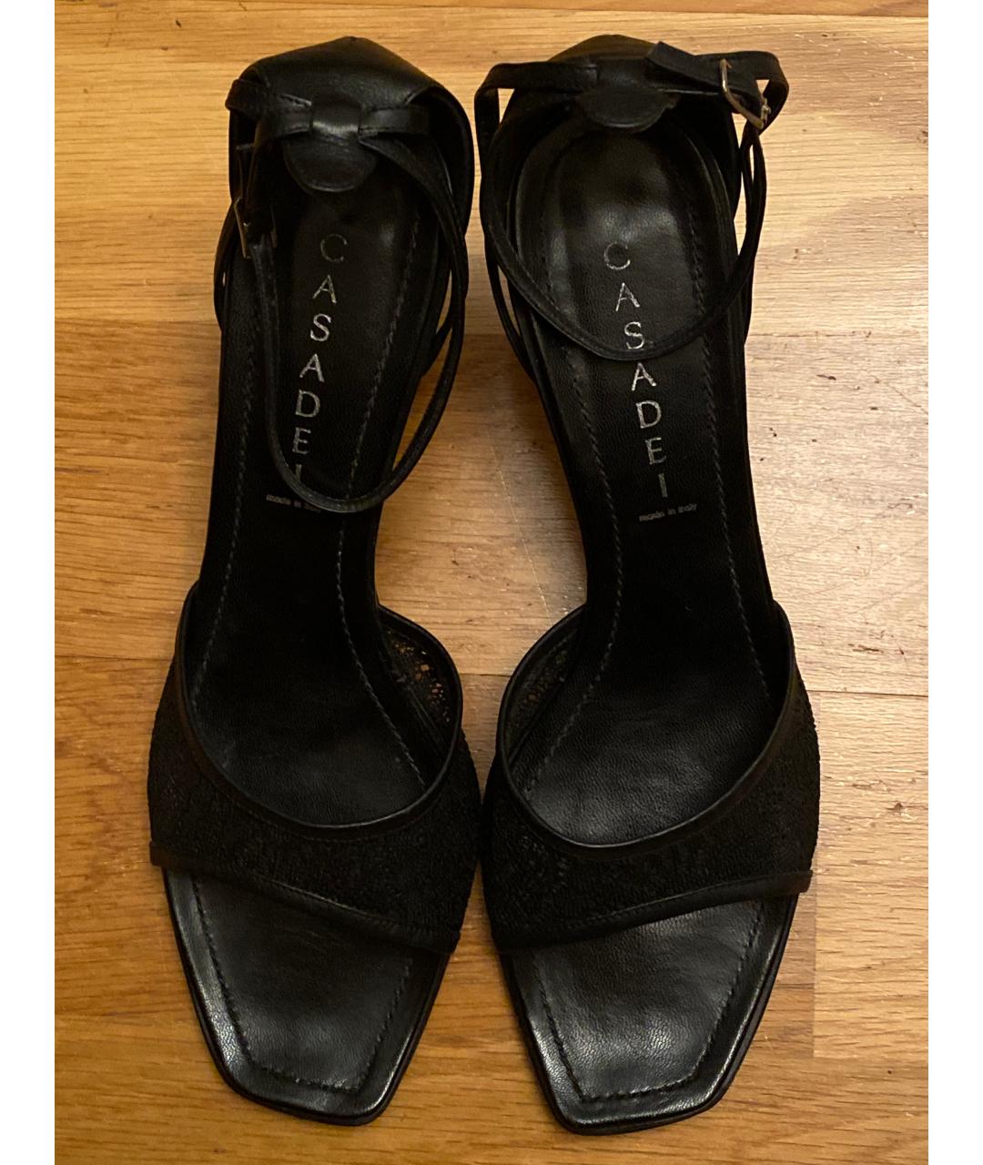 CASADEI Черные кожаные босоножки, фото 2