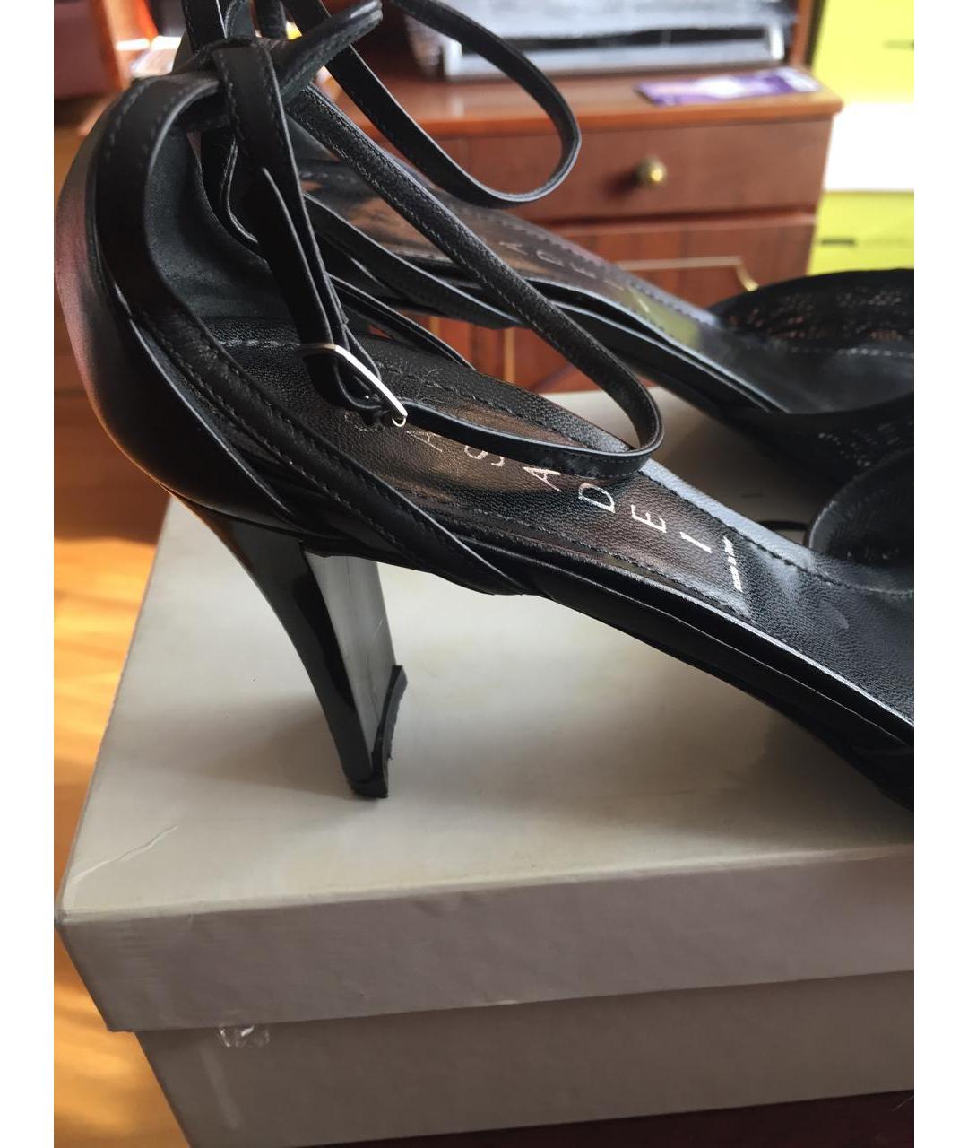 CASADEI Черные кожаные босоножки, фото 8