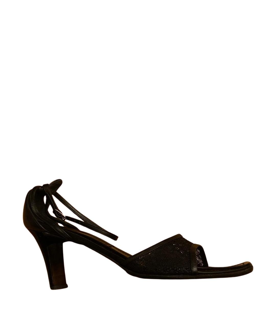 CASADEI Черные кожаные босоножки, фото 1