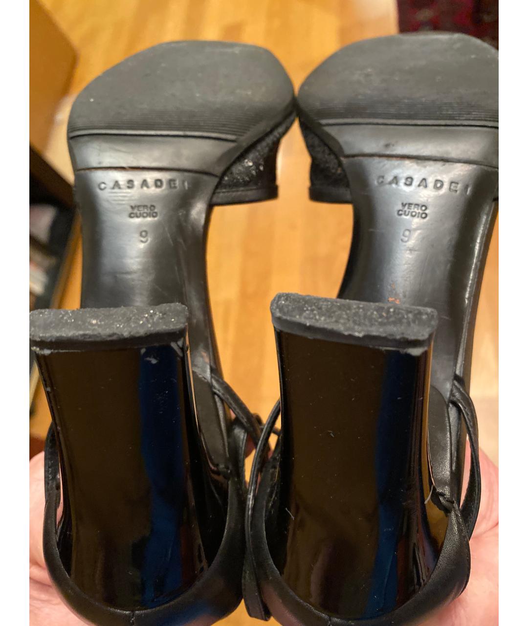 CASADEI Черные кожаные босоножки, фото 5