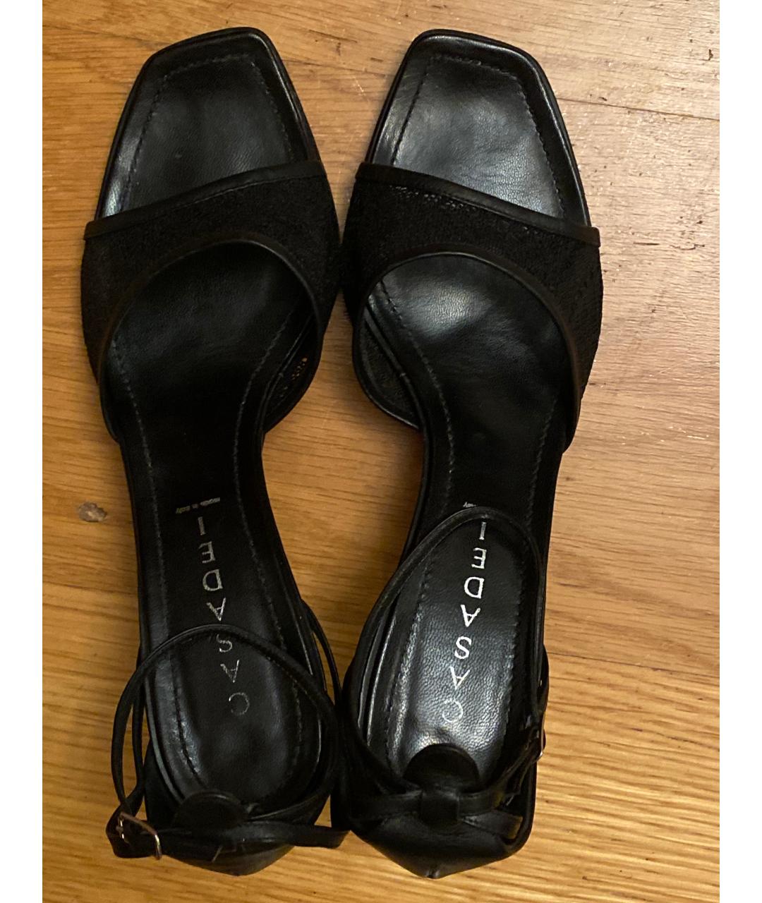 CASADEI Черные кожаные босоножки, фото 3