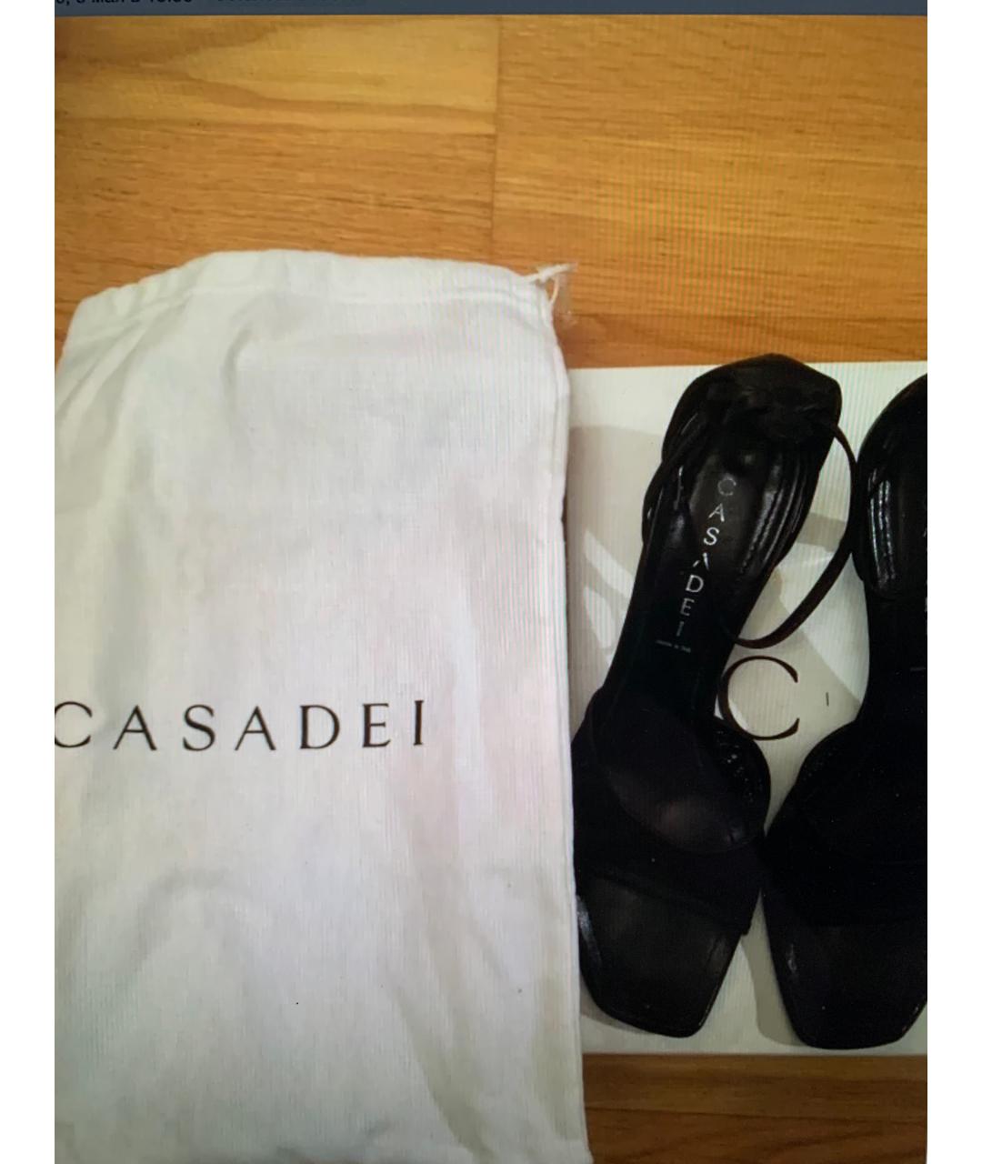 CASADEI Черные кожаные босоножки, фото 7