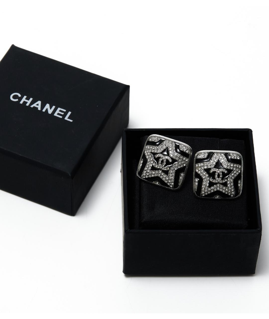 CHANEL Черные металлические серьги, фото 5