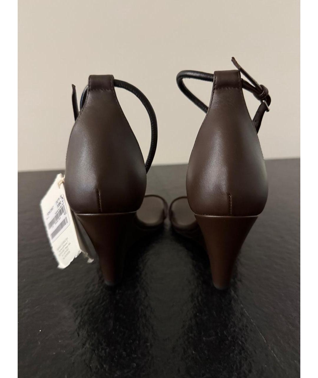 BRUNELLO CUCINELLI Коричневые кожаные босоножки, фото 4
