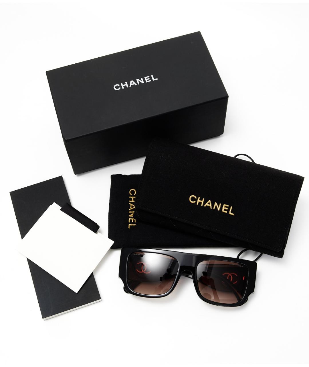 CHANEL Черные пластиковые солнцезащитные очки, фото 5