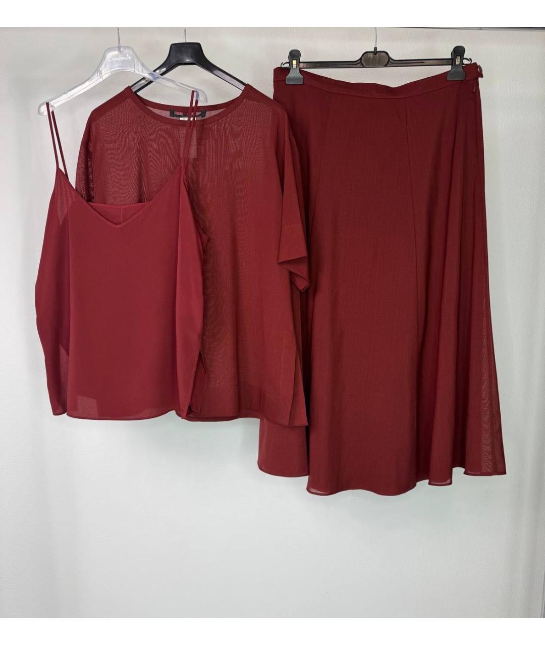 MAX MARA Бордовый полиэстеровый костюм с юбками, фото 8