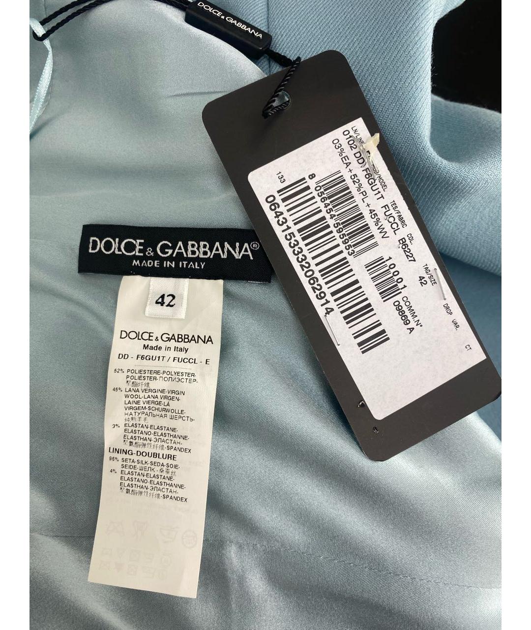 DOLCE&GABBANA Голубое шерстяное повседневное платье, фото 6