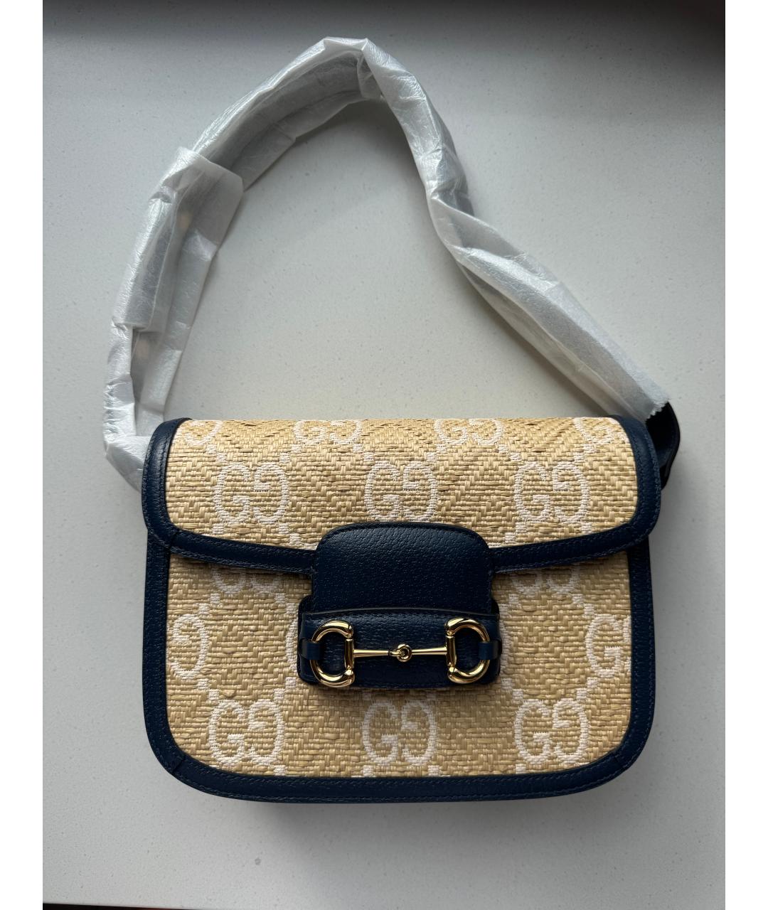 GUCCI Синяя кожаная сумка с короткими ручками, фото 10