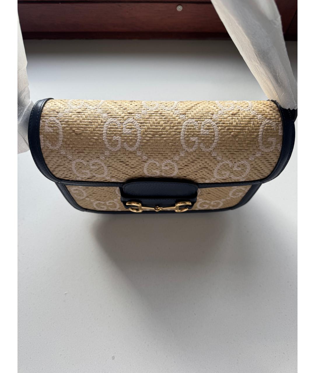 GUCCI Синяя кожаная сумка с короткими ручками, фото 4