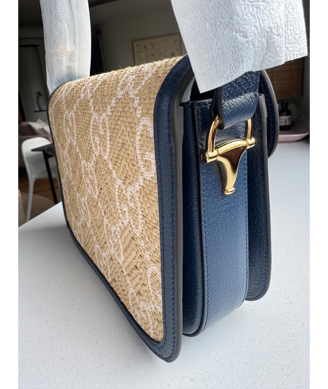 GUCCI Синяя кожаная сумка с короткими ручками, фото 8