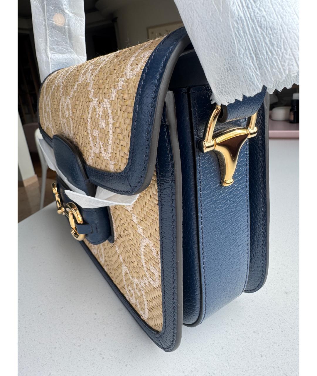 GUCCI Синяя кожаная сумка с короткими ручками, фото 9