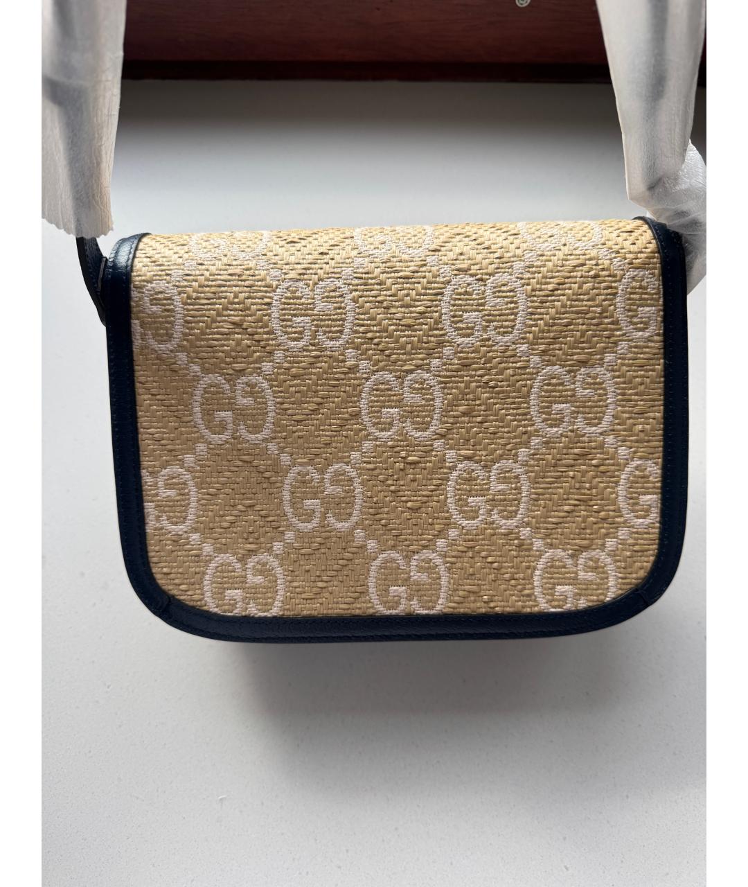 GUCCI Синяя кожаная сумка с короткими ручками, фото 3