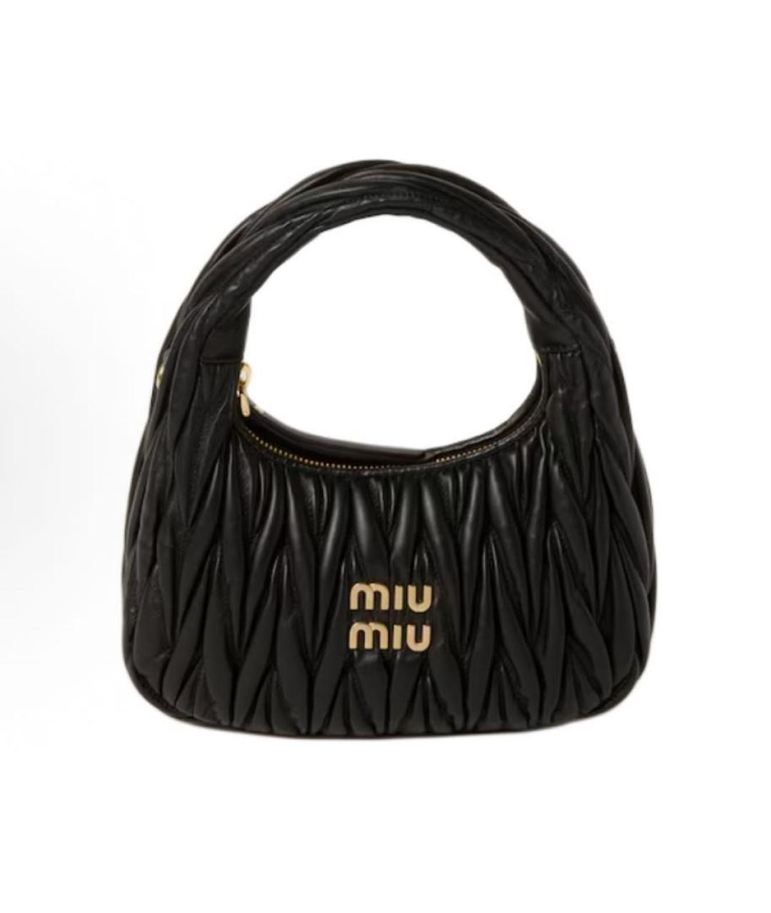 MIU MIU Черная кожаная сумка через плечо, фото 5