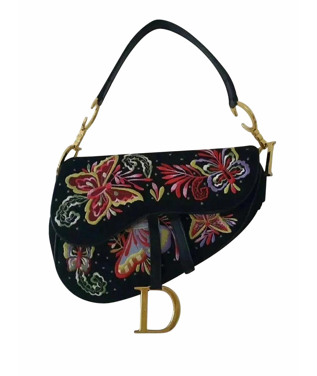 CHRISTIAN DIOR Черная тканевая сумка с короткими ручками, фото 1