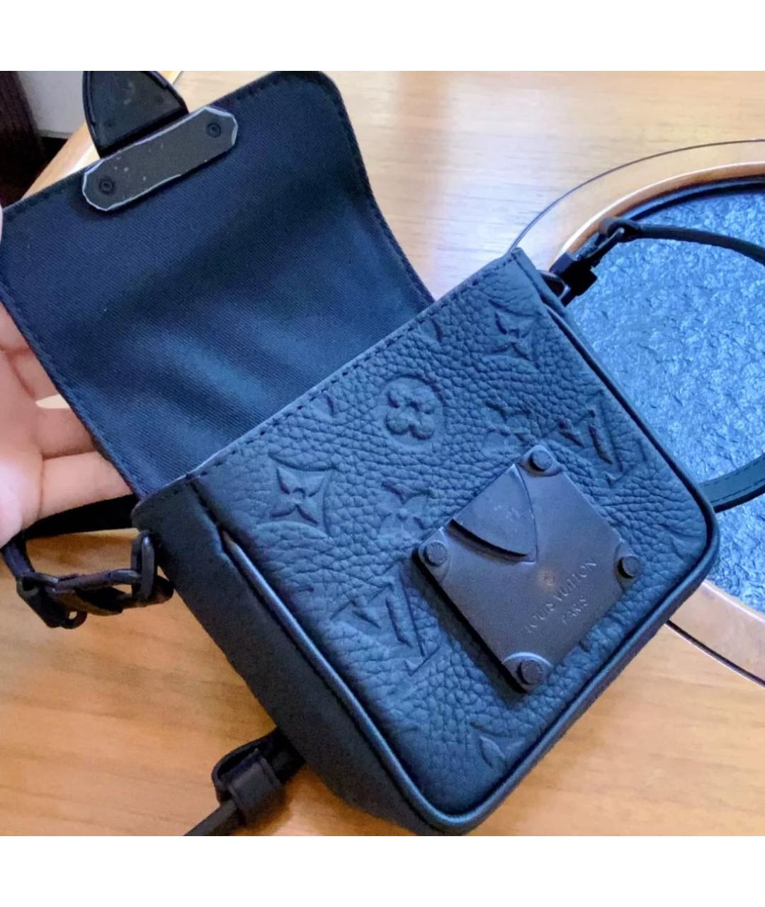 LOUIS VUITTON Черная кожаная сумка на плечо, фото 4