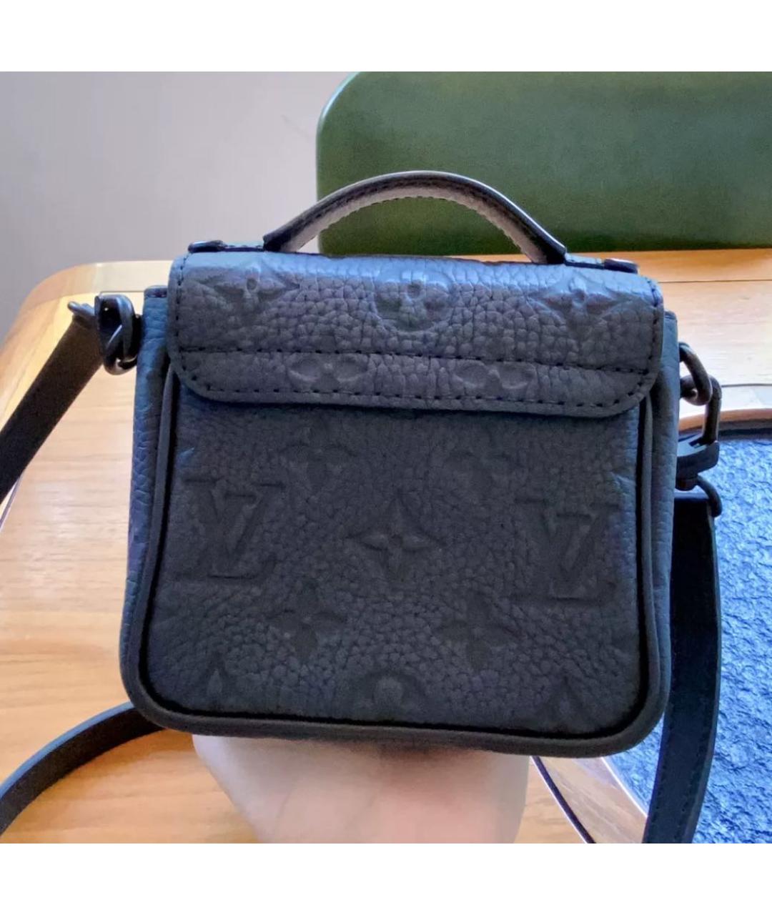 LOUIS VUITTON Черная кожаная сумка на плечо, фото 3
