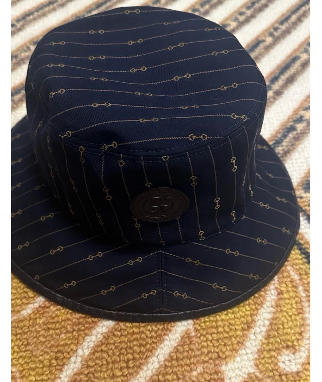 GUCCI Темно-синяя хлопковая шляпа, фото 4