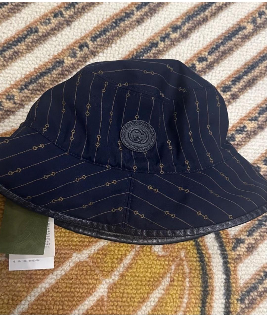 GUCCI Темно-синяя хлопковая шляпа, фото 2