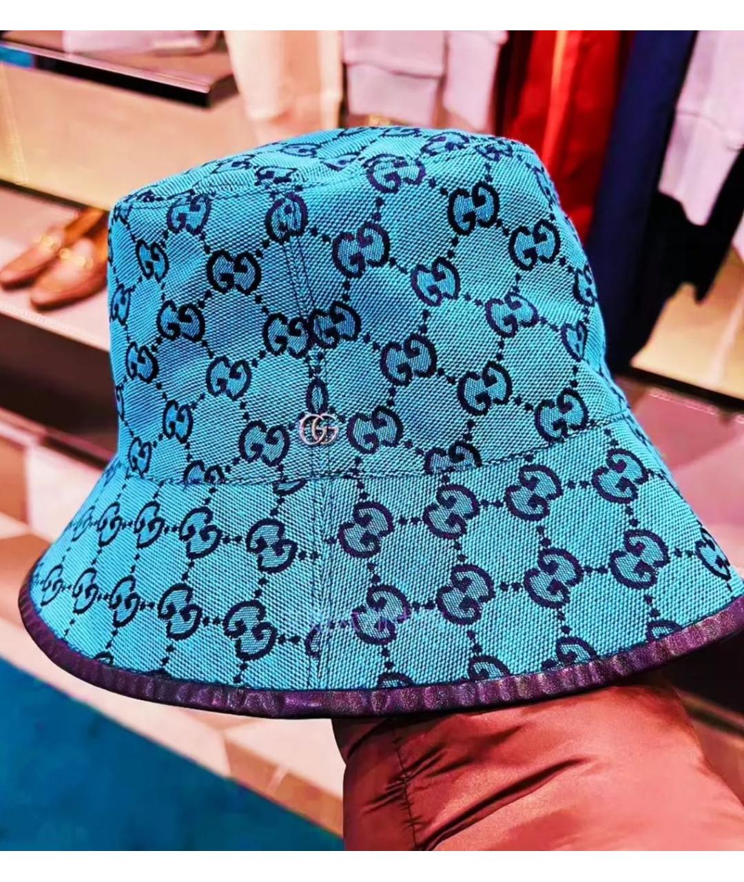 GUCCI Голубая хлопковая панама, фото 2