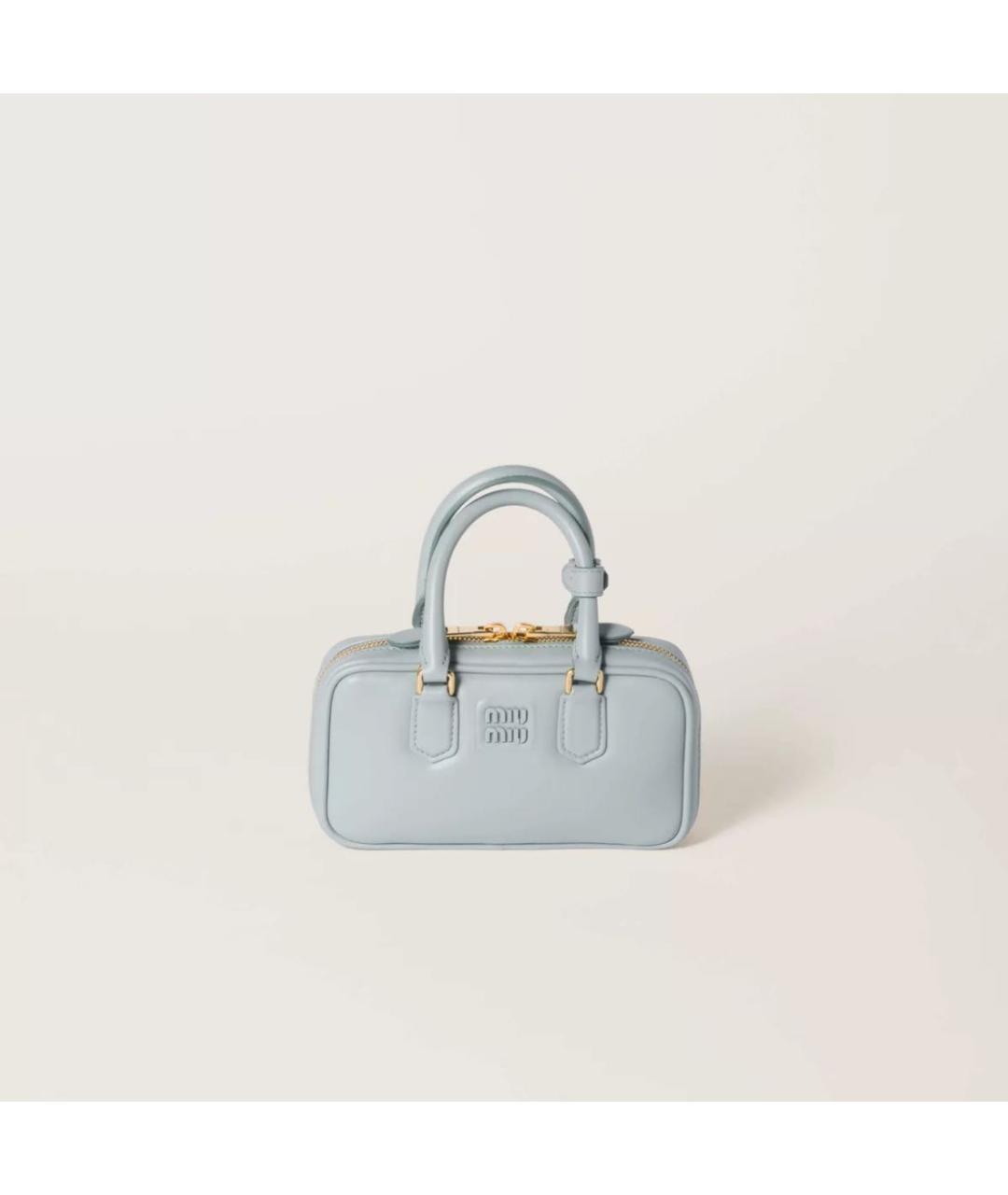 MIU MIU Голубая кожаная сумка с короткими ручками, фото 4