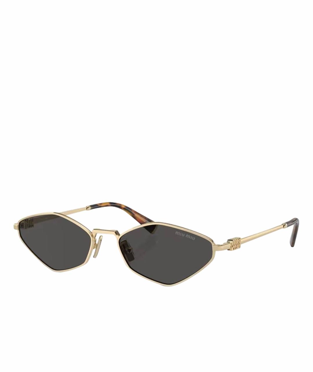 MIU MIU Золотые металлические солнцезащитные очки, фото 1