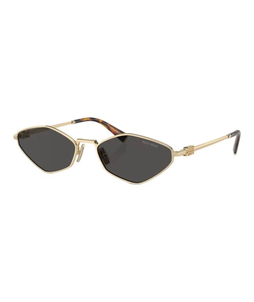 MIU MIU Золотые металлические солнцезащитные очки, фото 4
