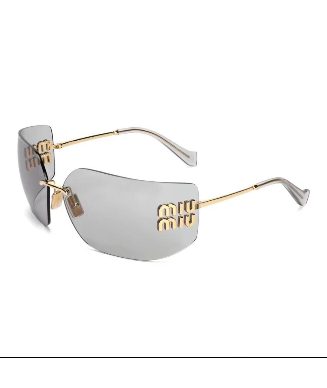 MIU MIU Золотые металлические солнцезащитные очки, фото 2