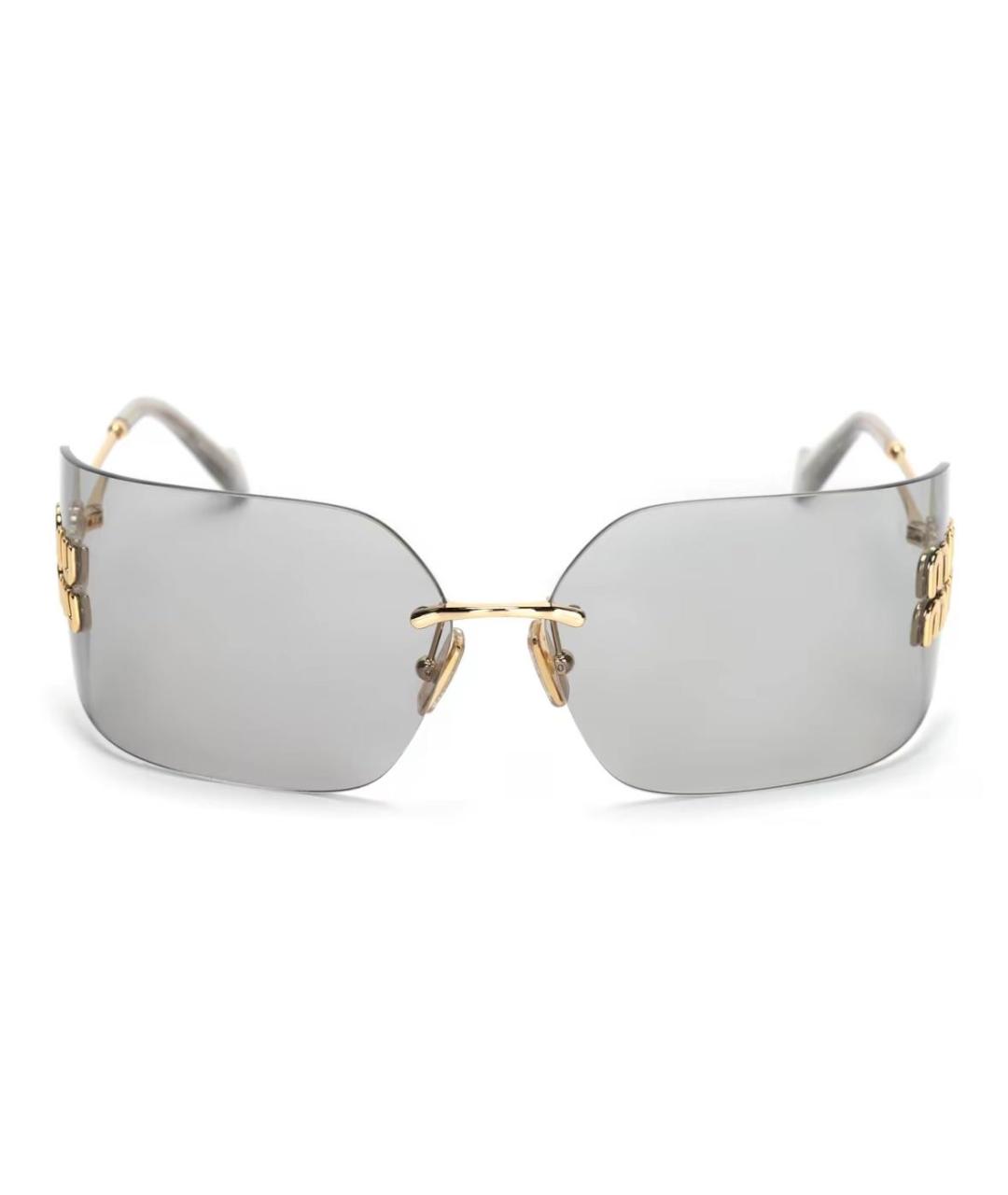MIU MIU Золотые металлические солнцезащитные очки, фото 3