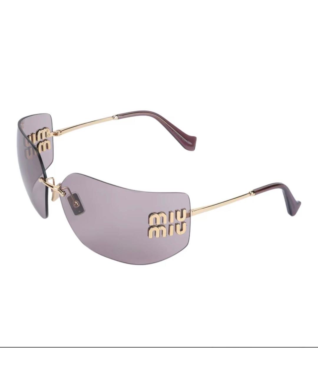 MIU MIU Золотые металлические солнцезащитные очки, фото 2
