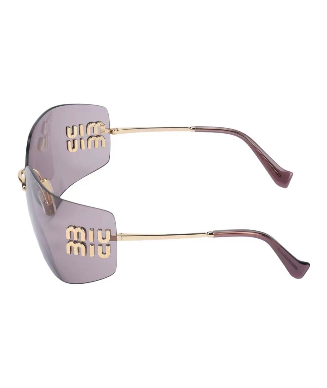 MIU MIU Золотые металлические солнцезащитные очки, фото 1