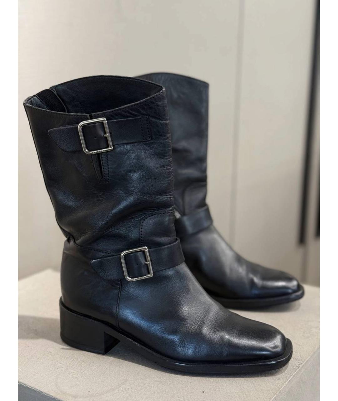CHANEL Черные кожаные сапоги, фото 5