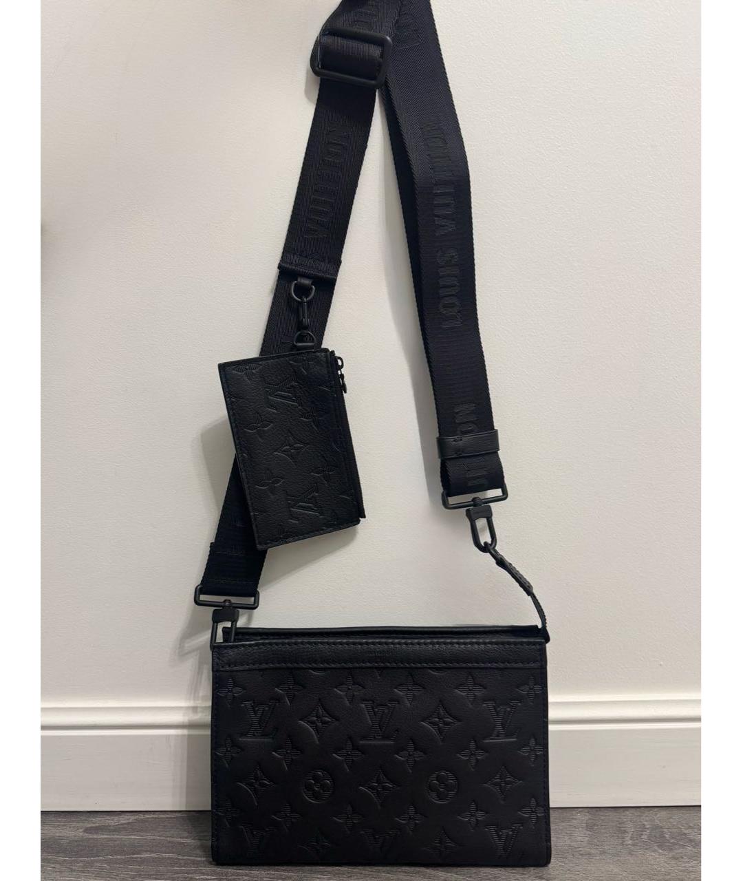 LOUIS VUITTON Черная кожаная сумка на плечо, фото 2