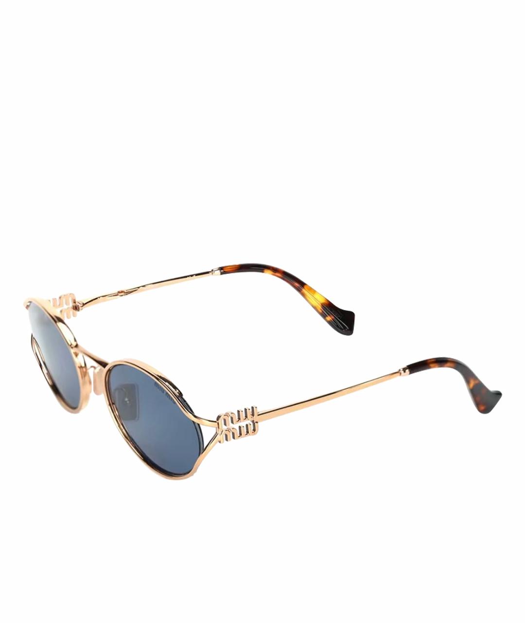MIU MIU Золотые металлические солнцезащитные очки, фото 1