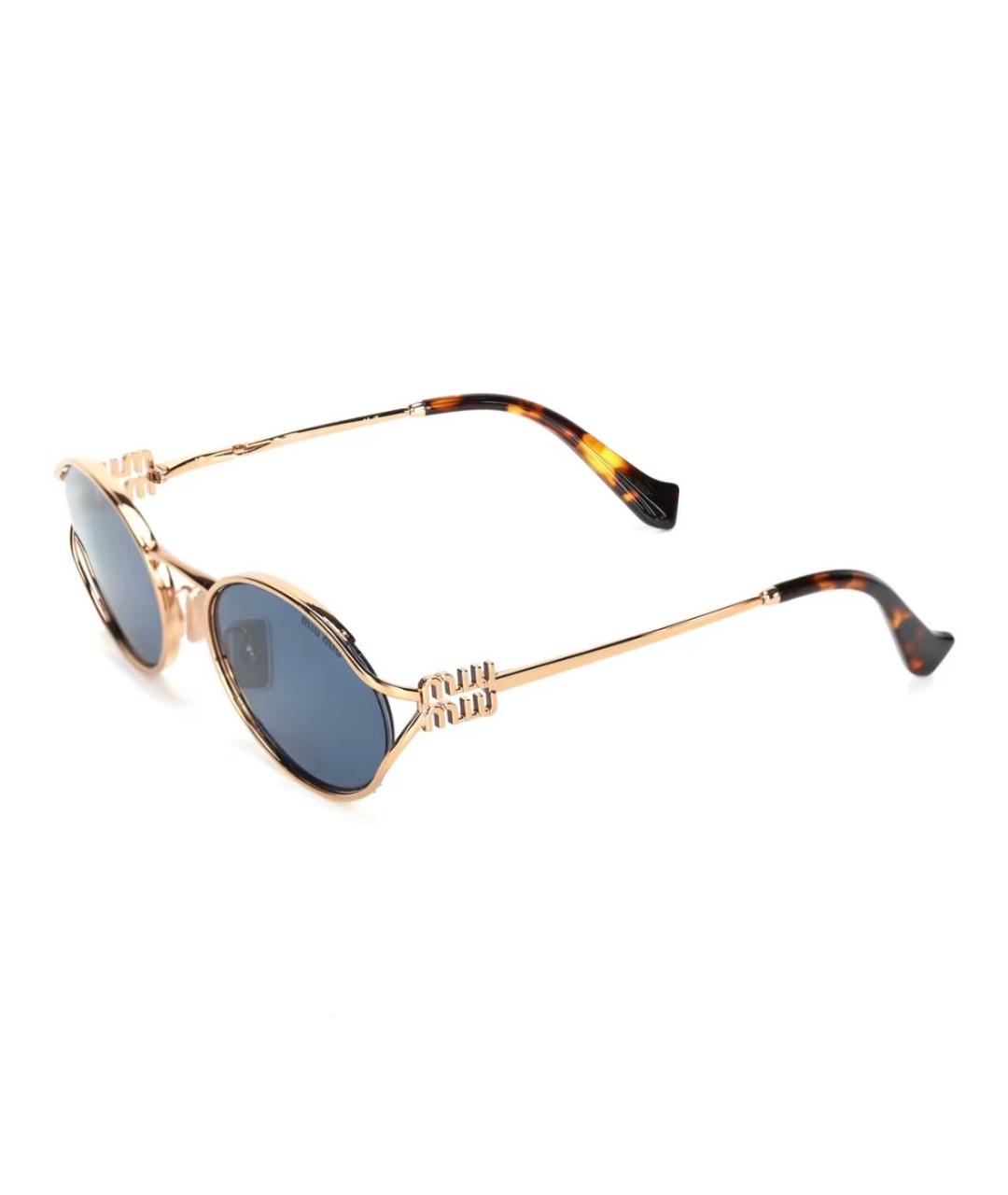 MIU MIU Золотые металлические солнцезащитные очки, фото 4