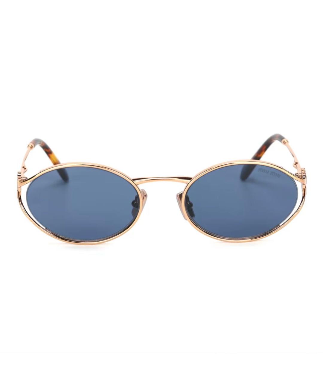 MIU MIU Золотые металлические солнцезащитные очки, фото 2