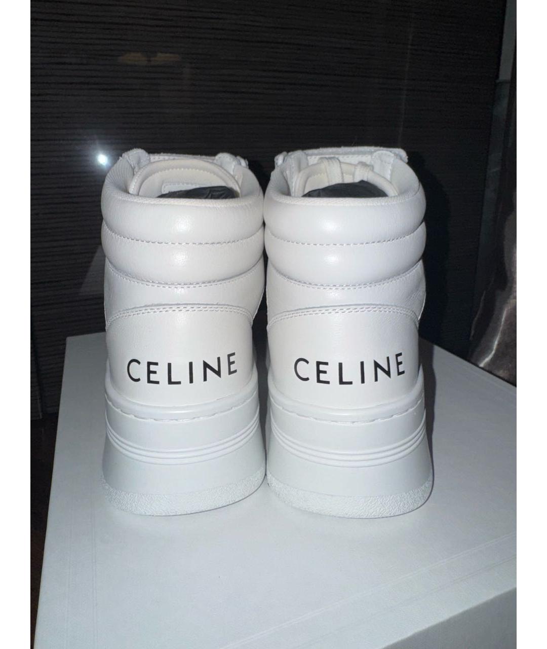 CELINE Белые кожаные кроссовки, фото 4