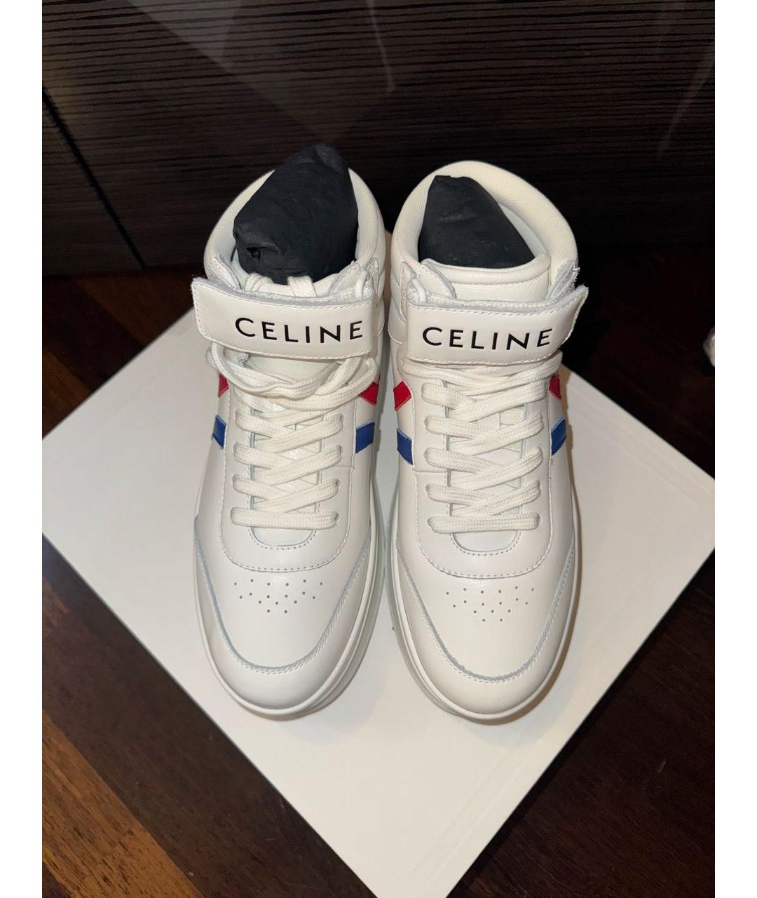 CELINE Белые кожаные кроссовки, фото 3