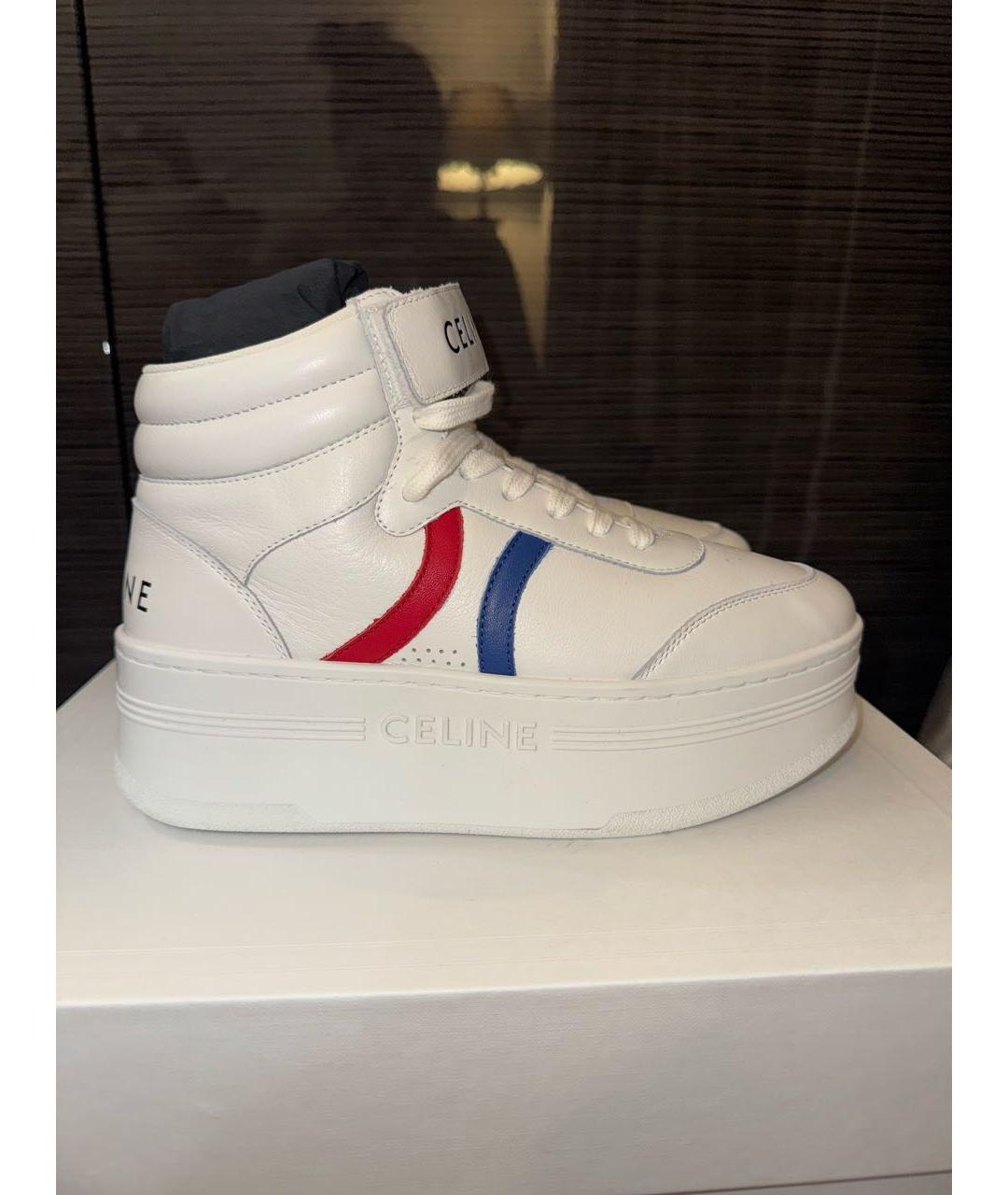 CELINE Белые кожаные кроссовки, фото 8