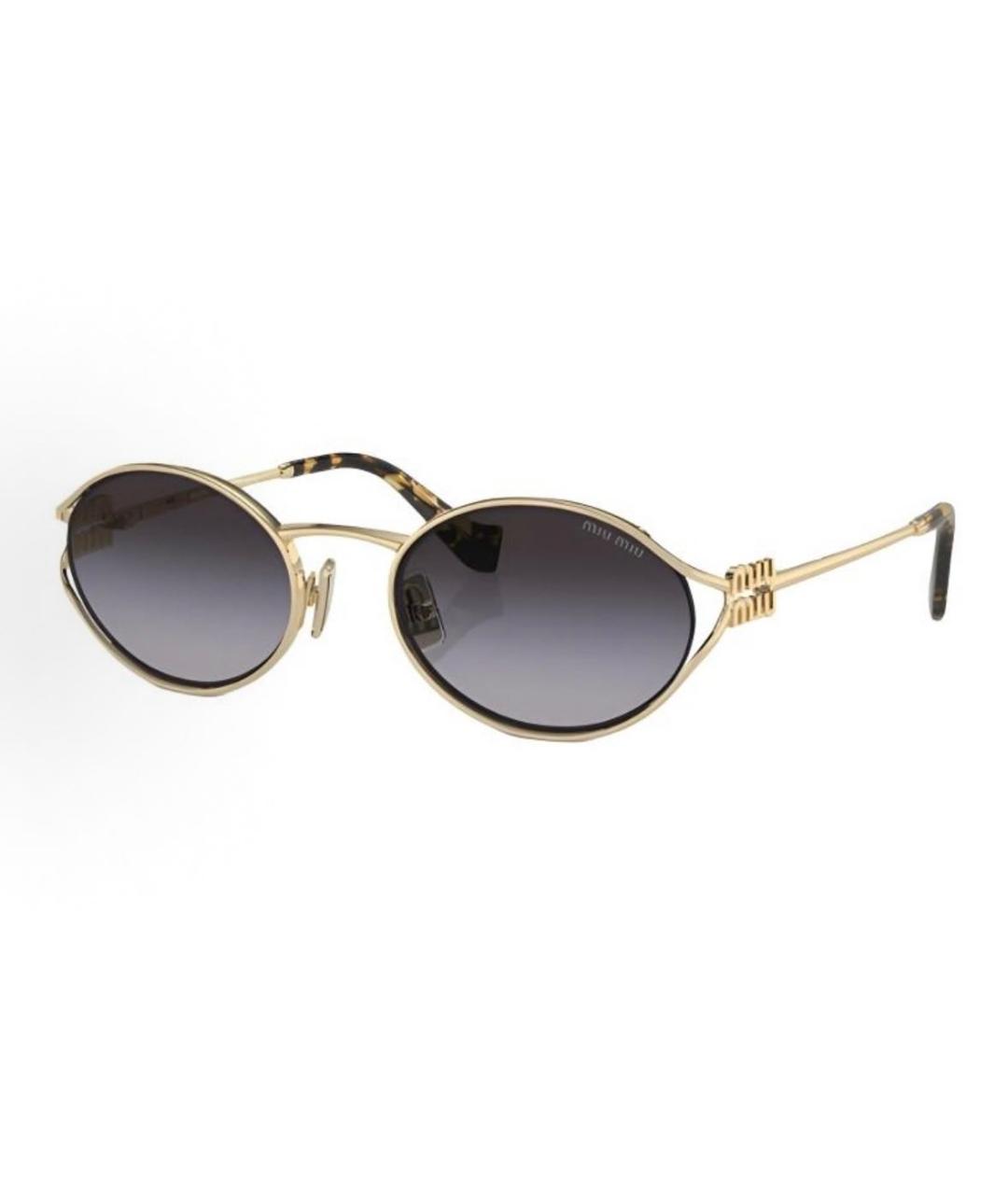 MIU MIU Золотые металлические солнцезащитные очки, фото 4