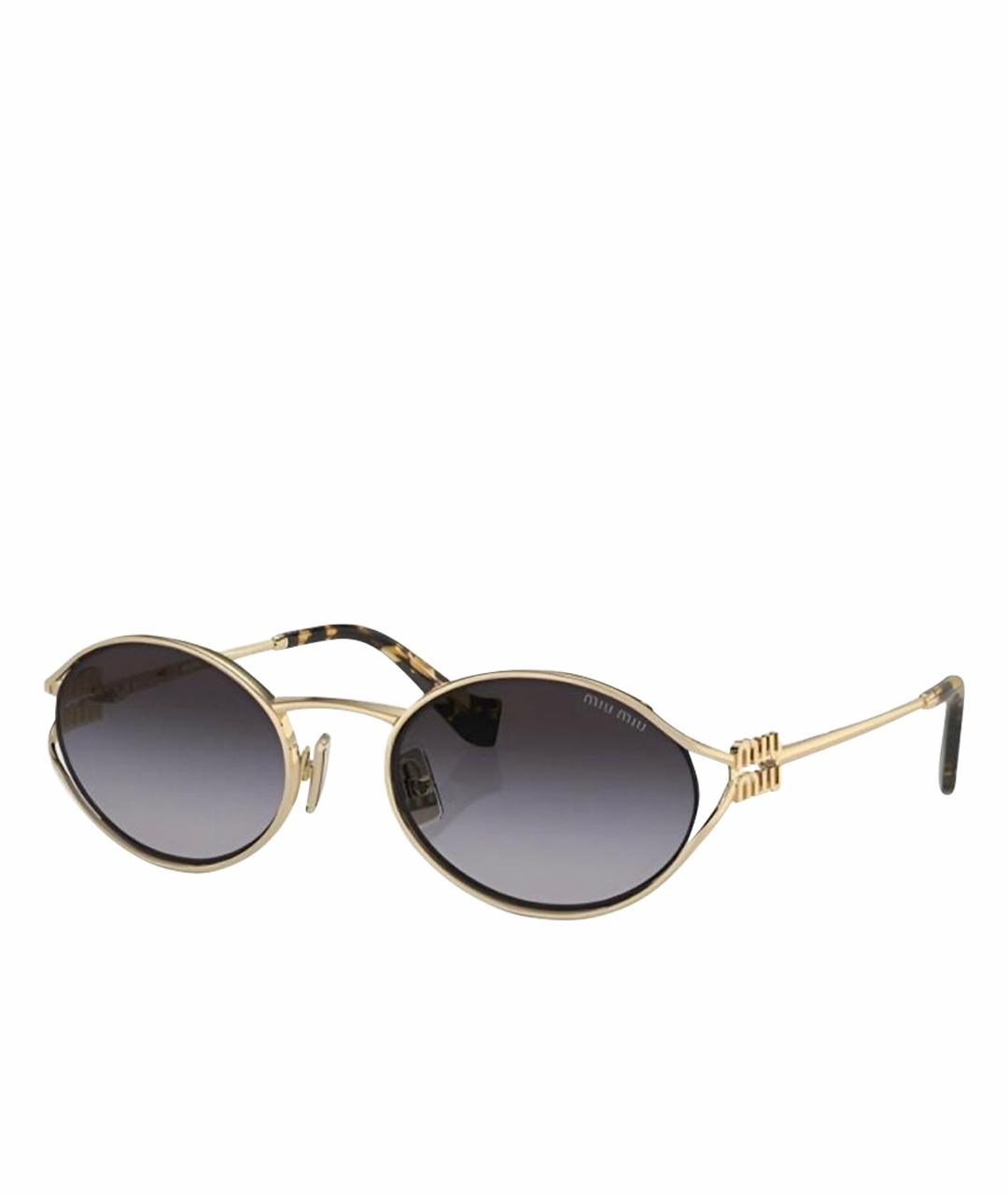 MIU MIU Золотые металлические солнцезащитные очки, фото 1