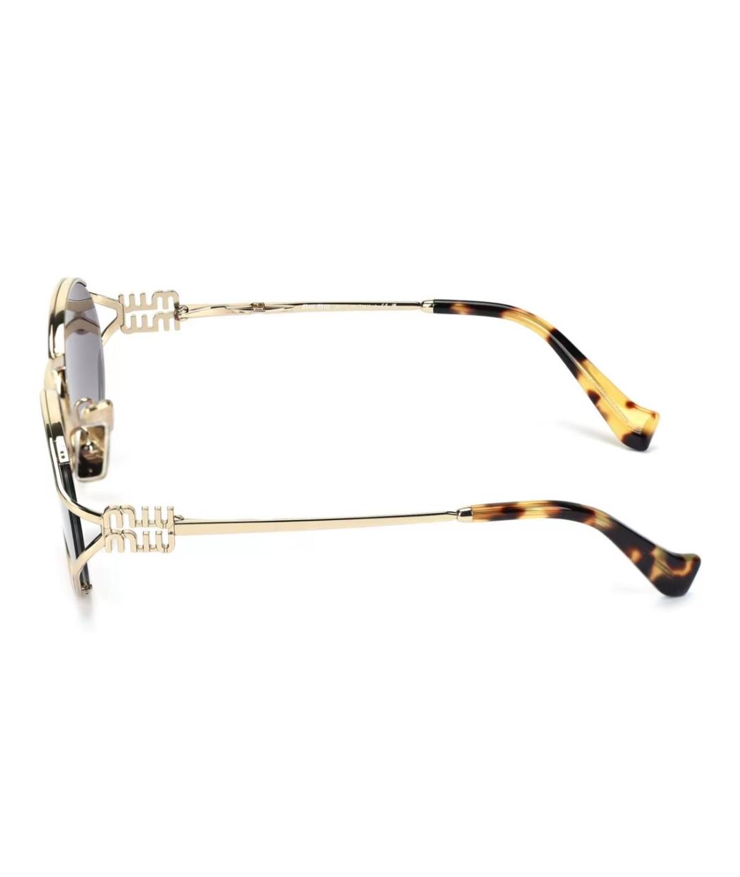 MIU MIU Золотые металлические солнцезащитные очки, фото 3