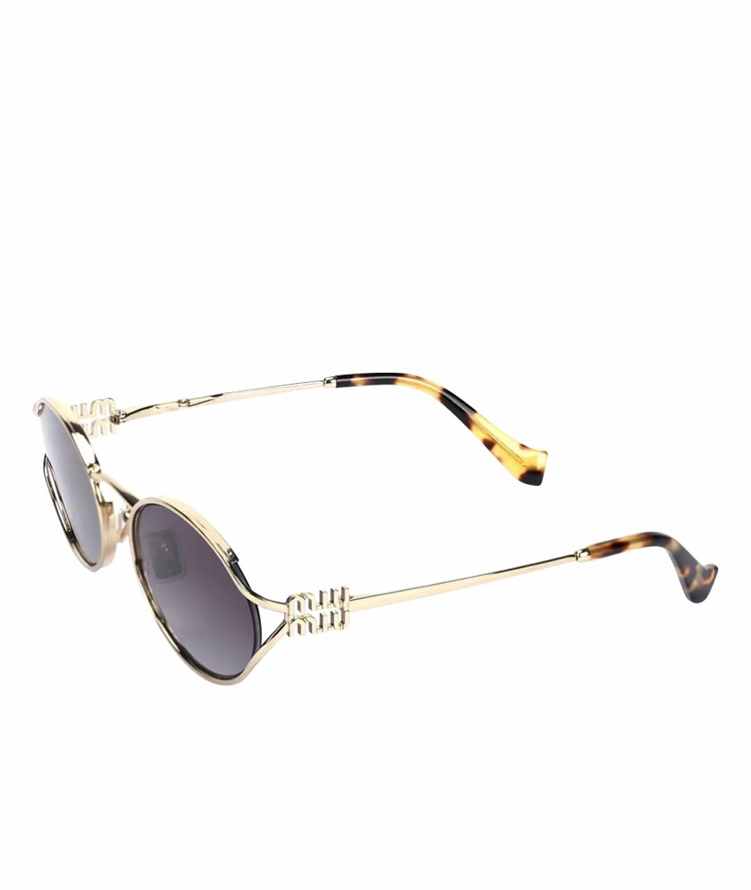 MIU MIU Золотые металлические солнцезащитные очки, фото 1