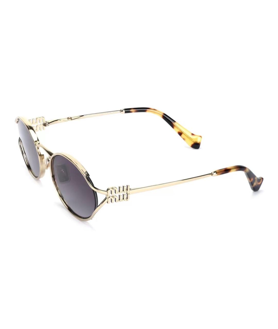 MIU MIU Золотые металлические солнцезащитные очки, фото 4
