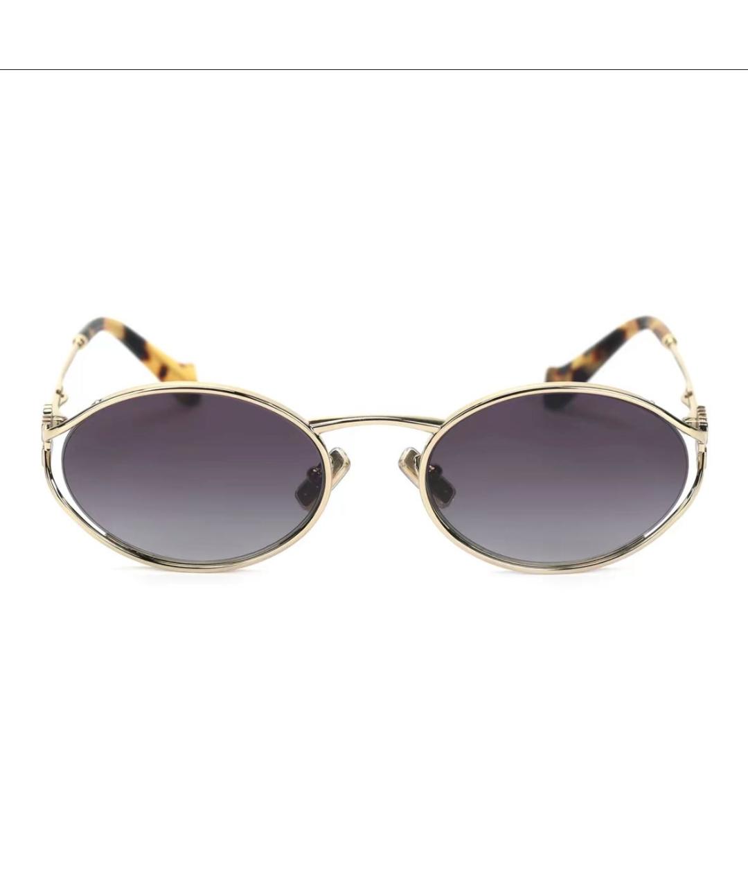 MIU MIU Золотые металлические солнцезащитные очки, фото 2