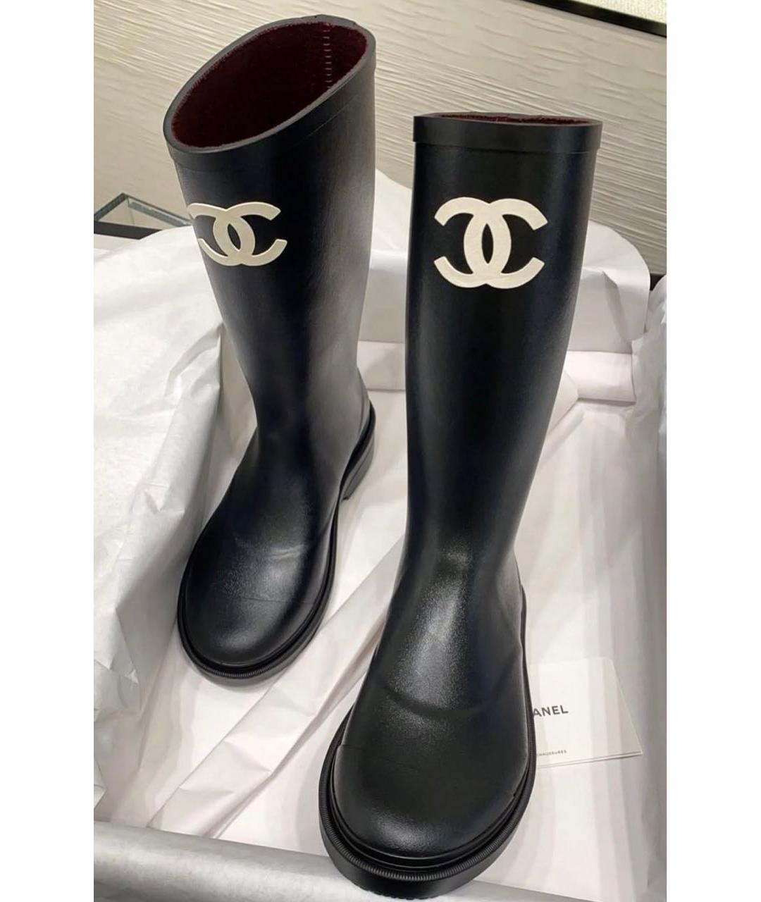 CHANEL Черные резиновые сапоги, фото 2