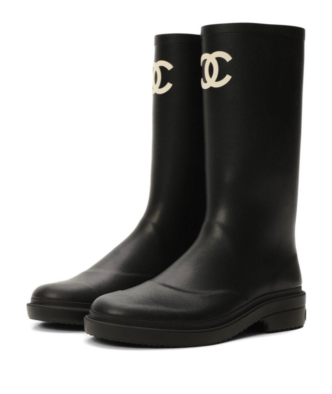 CHANEL Черные резиновые сапоги, фото 3