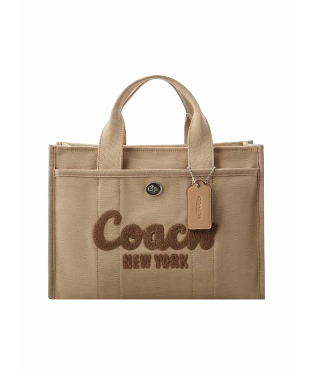 COACH Коричневая тканевая сумка тоут, фото 1