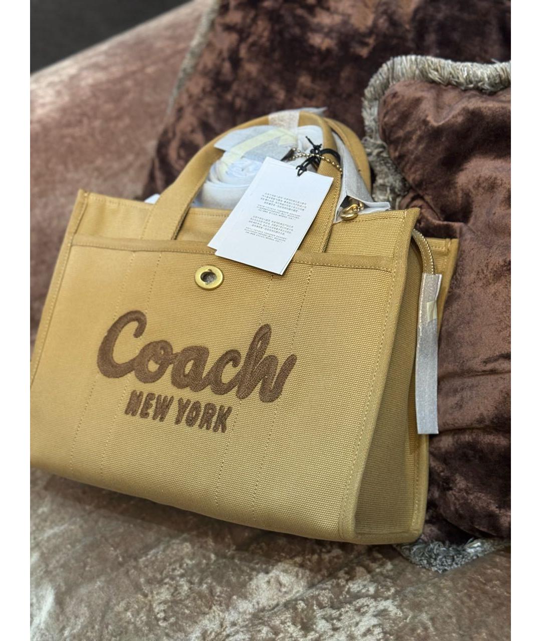 COACH Коричневая тканевая сумка тоут, фото 2